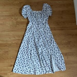 milkmaid cottagecore floral dress with slit